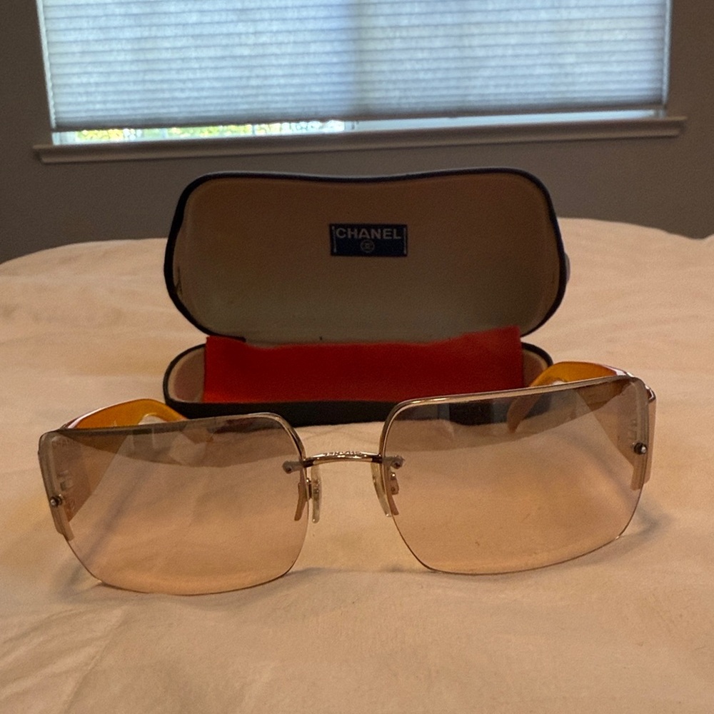 CHANEL CC Rhinestone Sunglasses in Gold